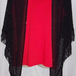 NEW Dillard's Shawl Black Bugle Beaded Dressy